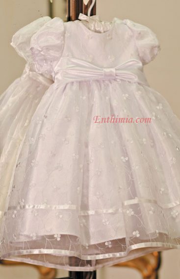 Dress with Floral Embroidered Overlay - White